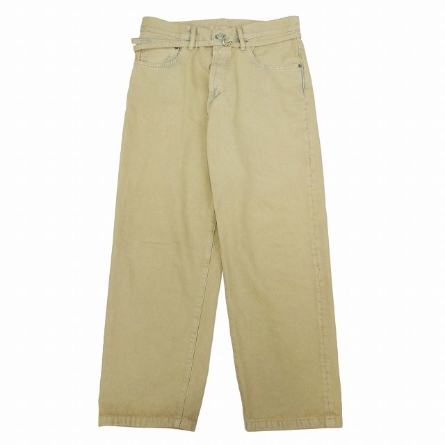 24AW アクネ ストゥディオズ Acne Studios 1991 Toj U Indigo Sand デニム パンツ ウォッシュ ルーズフィット ストレート ベルテッド ボタンフライ ジーンズ 5ポケット ロゴ レザーパッチ ジーパン Gパン 