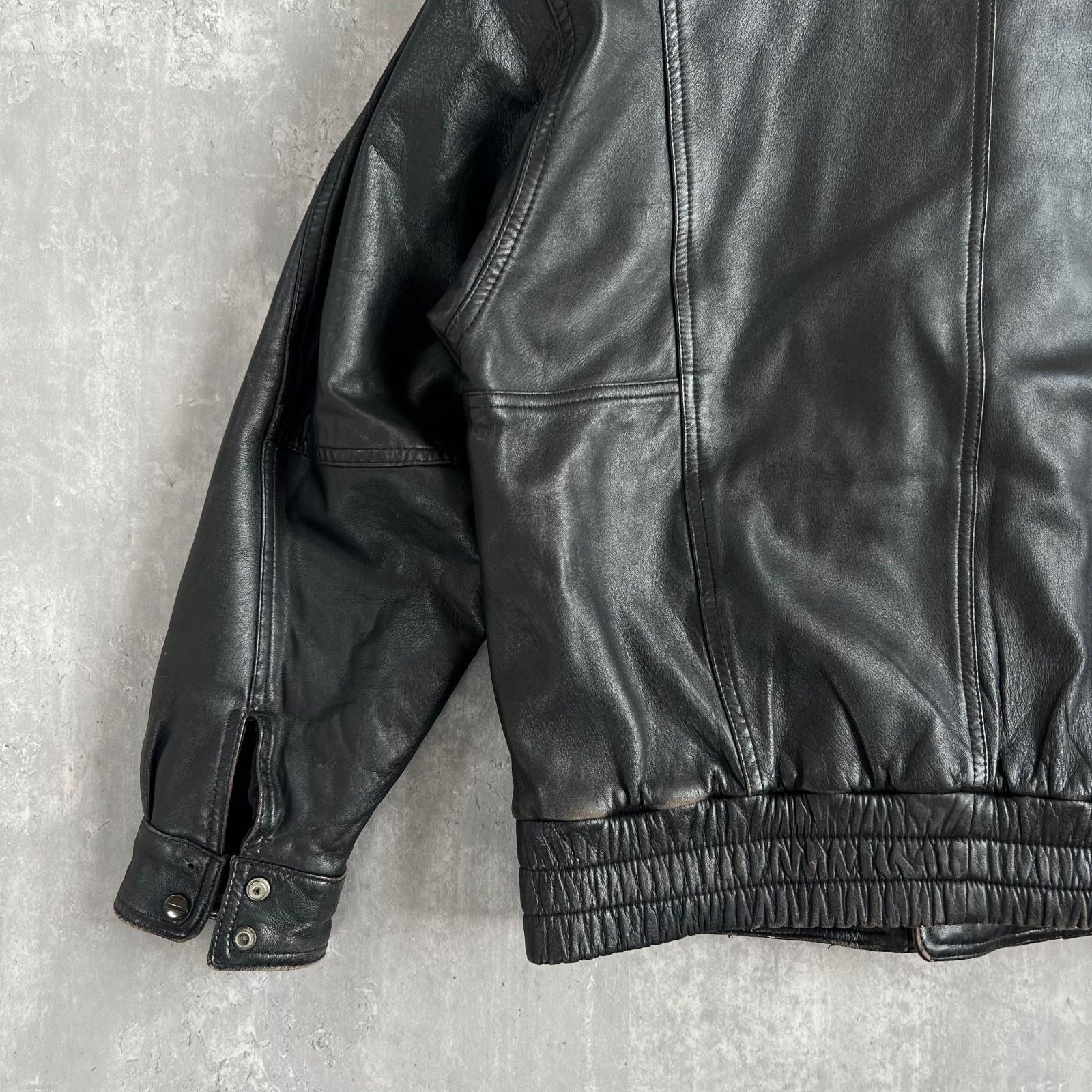 80s VINTAGE 羊革 スタンドカラー ダブルライダースジャケット Mサイズ