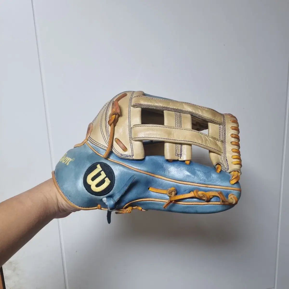 ✨極美品】Wilson ウィルソン 軟式グローブ 外野手用青×黒 ゴールドロゴ