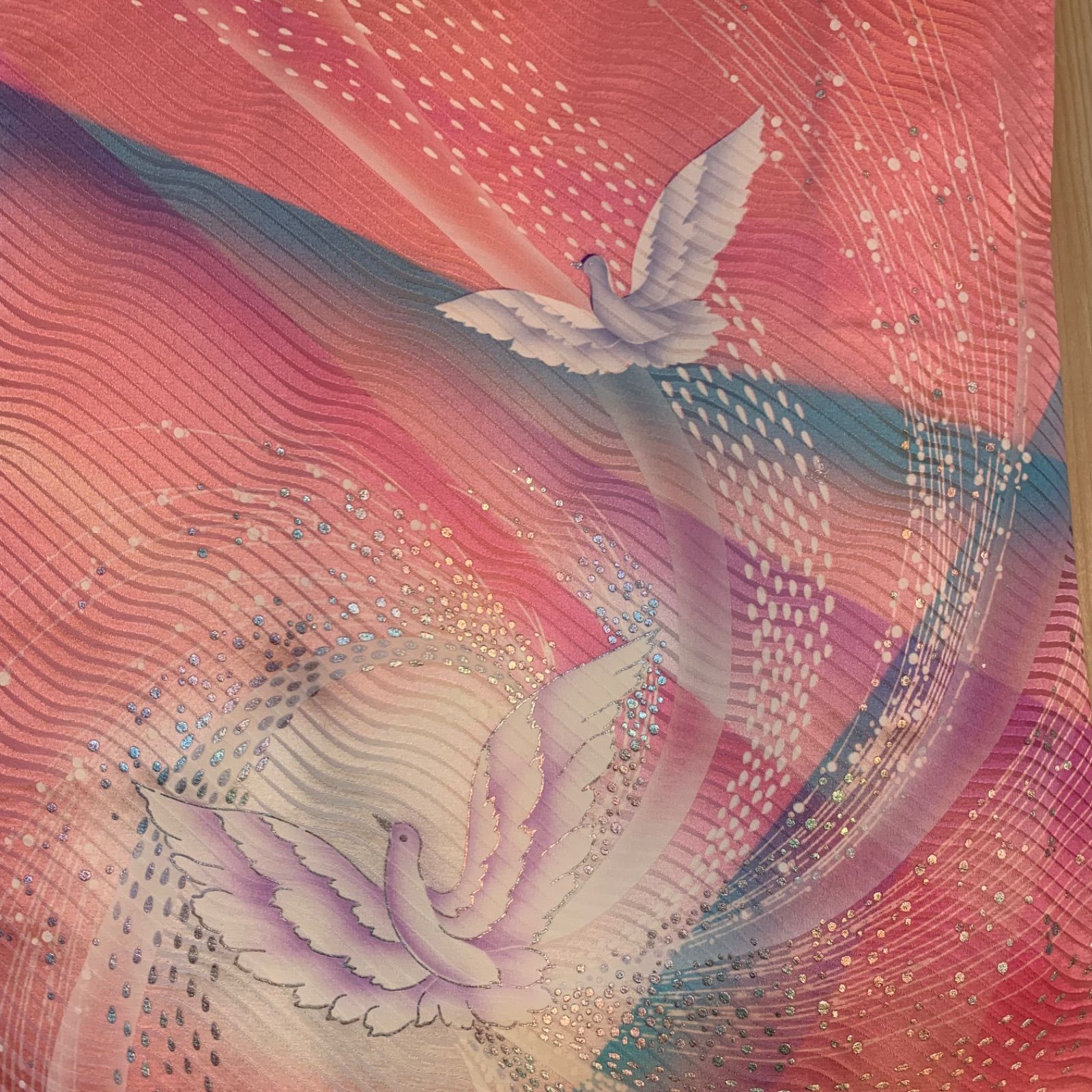 Richard clayderman 鳩模様振袖 振袖 着物 作家物 ヴィンテージ レトロ  