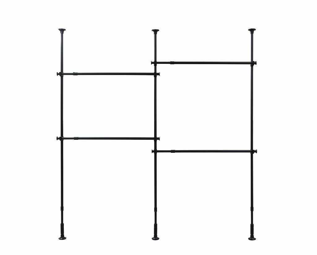アイリスオーヤマ 突っ張りワードローブ 幅約157.9~263×奥行約10.1×高さ約200~280cm ハンガーラック ワードローブ スリム 最大幅約263cm ブラック TWR3-2630 IRIS OHYAMA