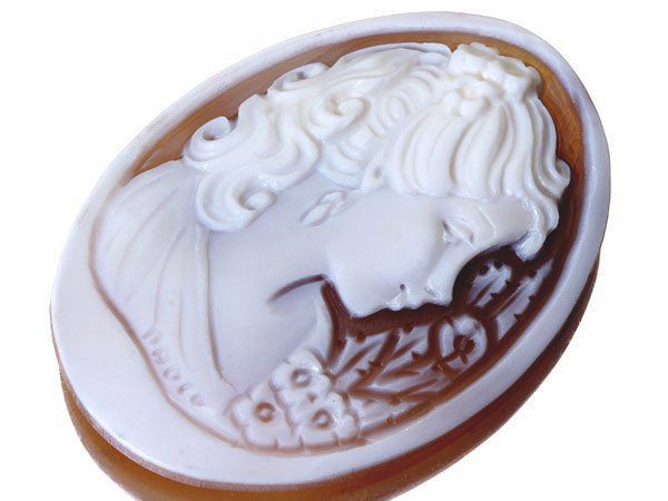 CAMEO 希少作品 Franco Scala作 シェルカメオ K18, SILVER ブローチ