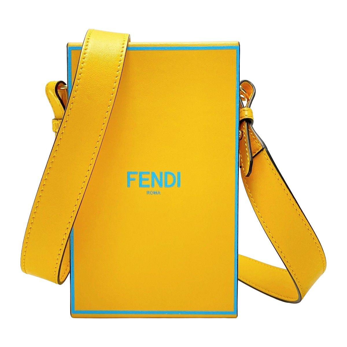 ☆☆FENDI フェンディ ボックス型ショルダーバッグ 8BT339ADP6F1EEV イエロー レディース レザー ゴールド金具 布袋有