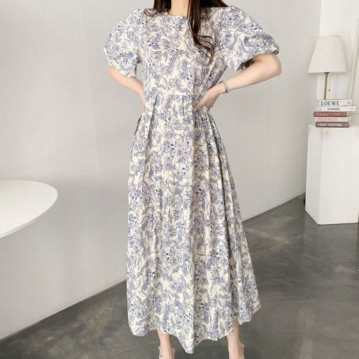 花柄ロングワンピースワンピースレディース花柄シフォン半袖花柄
