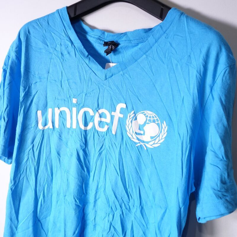 ユニセフ unicef Tシャツ 半袖 メンズ S Vネック バックプリントロゴ