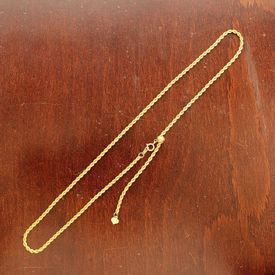 2.2mm 45cm K18 yg ロープ ネックレス フリーアジャスター 18金 