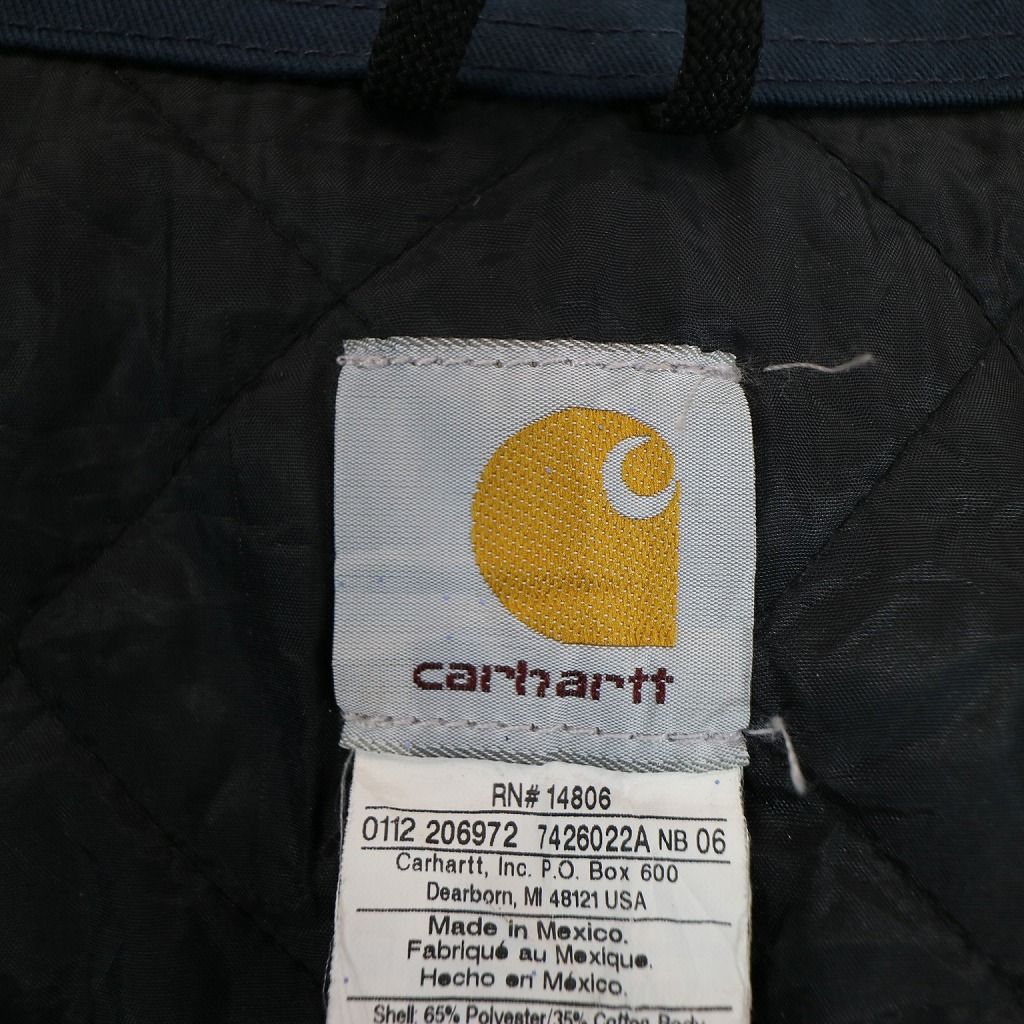 Carhartt カーハート ワークジャケット 裏地キルティング 防寒  防風  刺繍  ワーク ネイビー (メンズ XL)   N7523