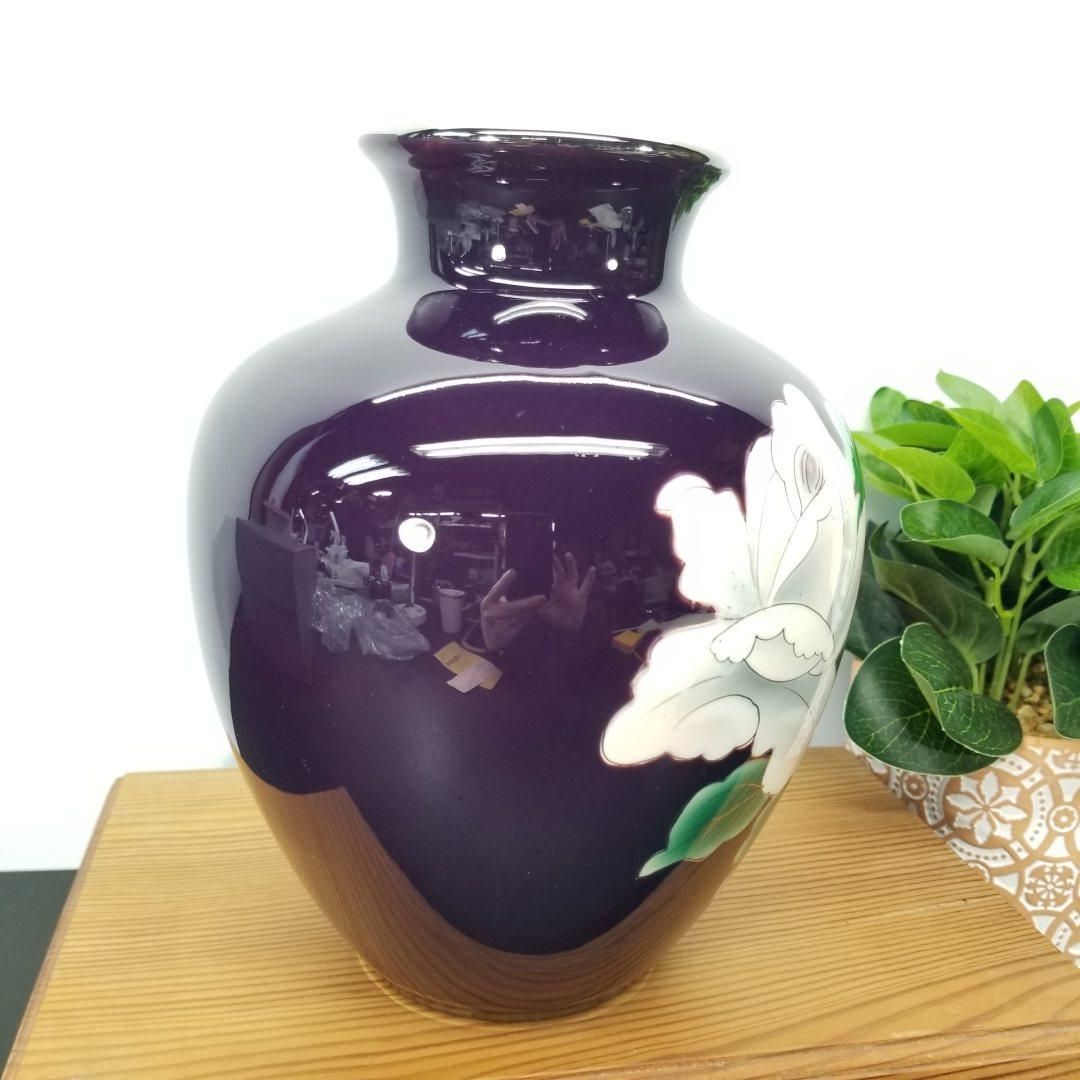 黒翠七宝 花瓶 七宝焼き 美術陶芸品 濃い紫 未使用 A5993A08 - メルカリ