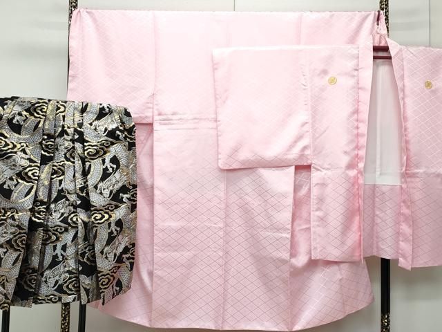 平和屋着物 上 男性 色無地 紋付き羽織 行灯袴セット 水柿色地 舞台衣装 成人式 洗える着物 CZAA3673s5