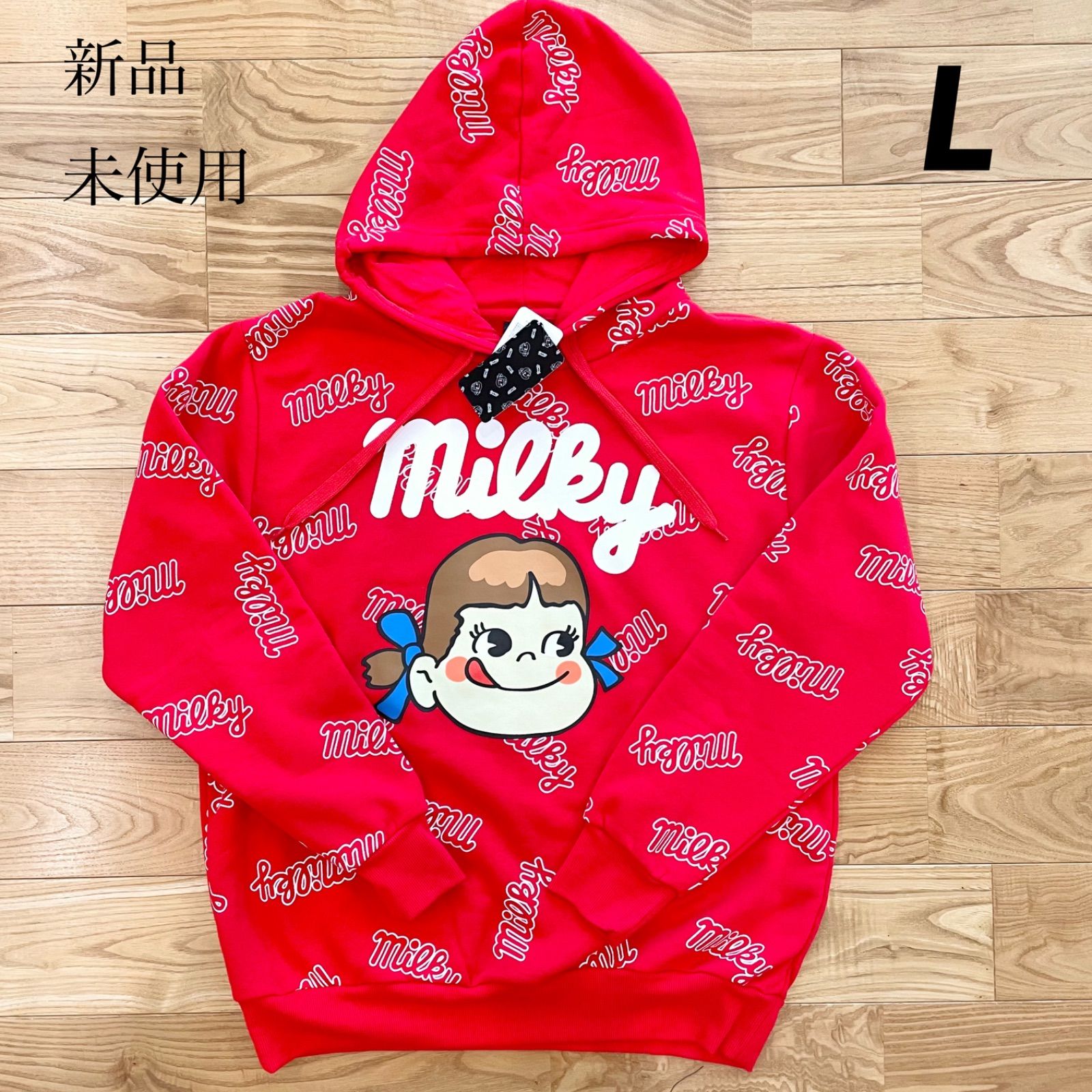 希少【L】ペコちゃん milky 裏起毛パーカー○メンズ レディース 