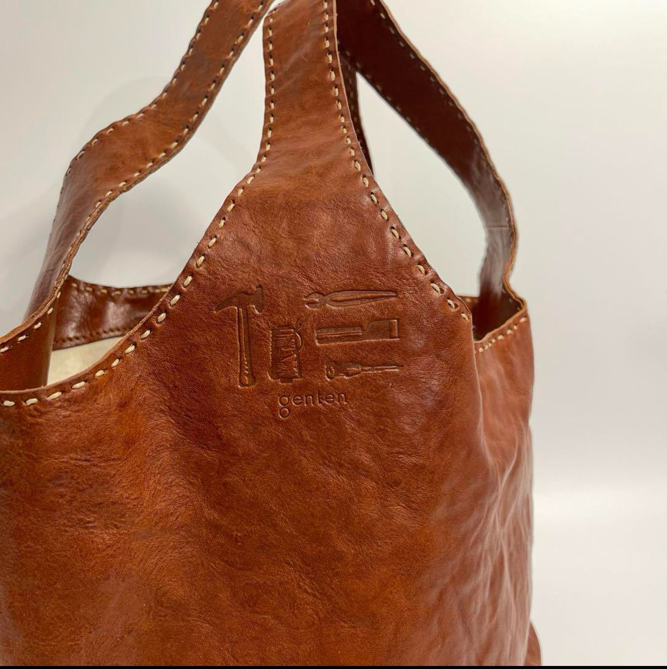 美品✨ ゲンテン ユーフラテス 本革 トートバッグ 壺型 大容量 高級革 