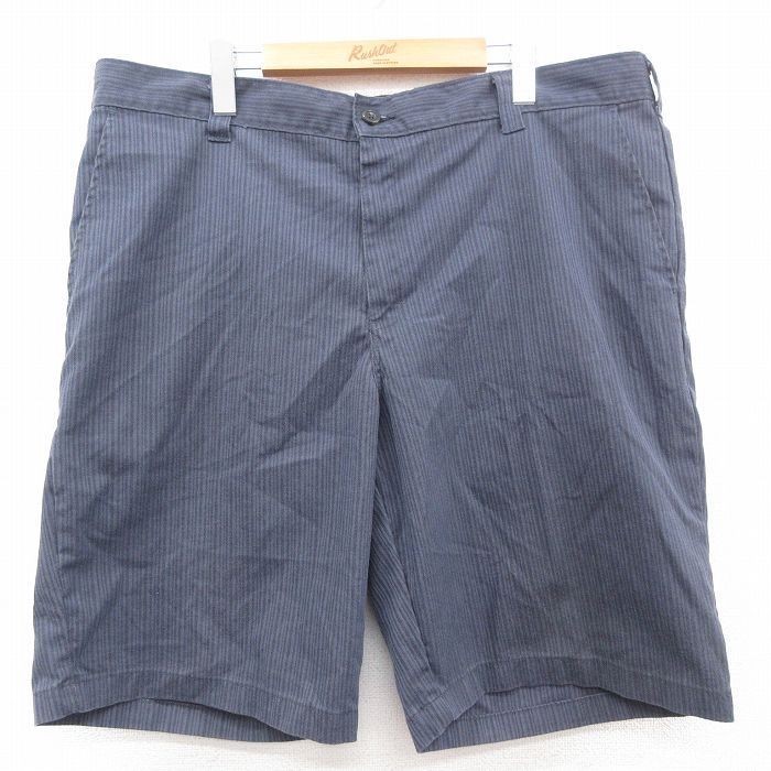 W40/古着 ディッキーズ Dickies ショート ワーク パンツ ショーツ メンズ 大きいサイズ 濃グレー 他 ストライプ 23may13 中古 ボトムス