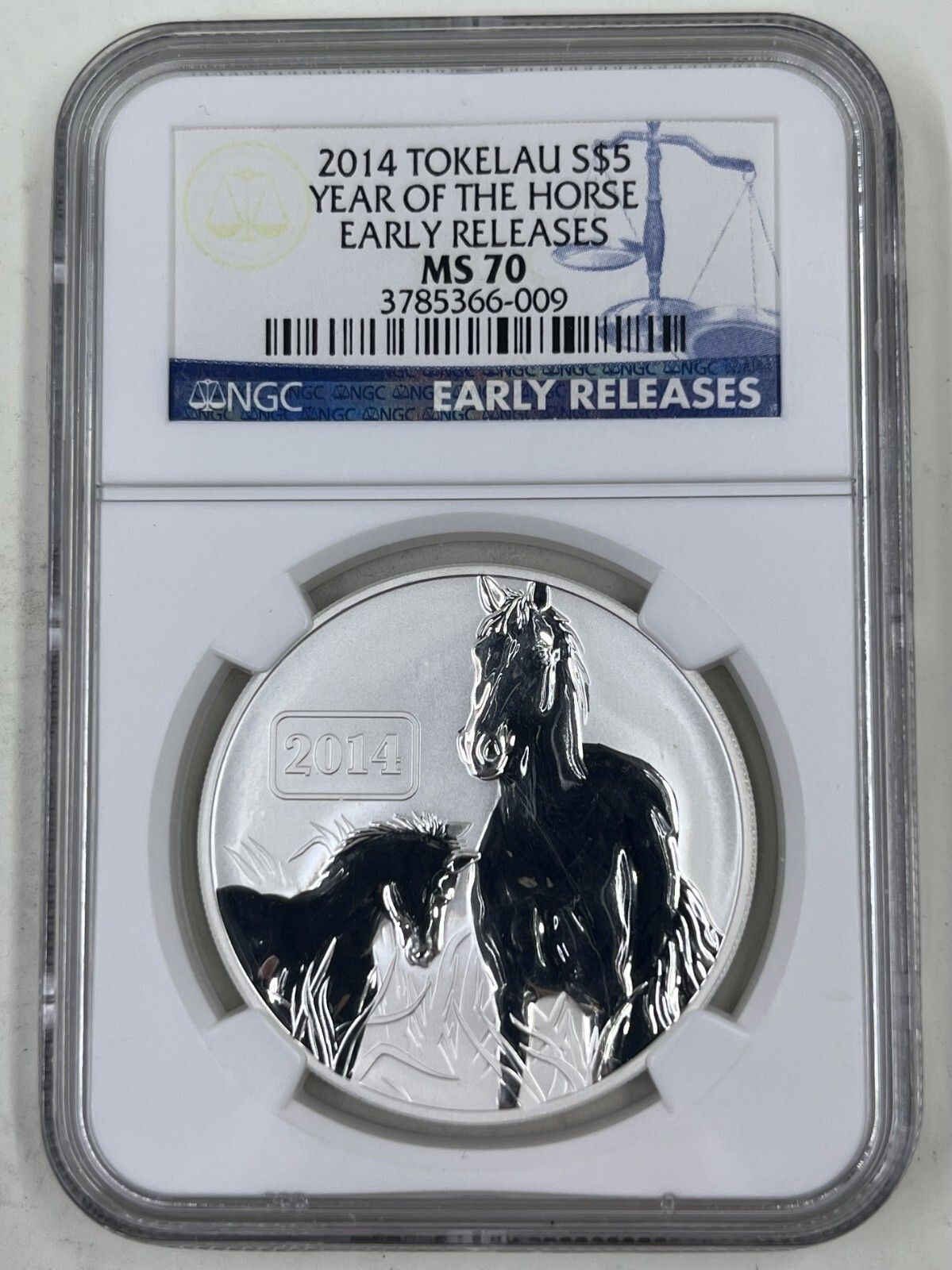 2014 Tokelau S$5 NGC MS70 Year of the Hse Early Release