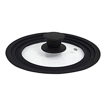 Houseables 鍋蓋 鍋カバー ユニバーサル(6、7、8インチに適合) S シリコン 強化ガラス ブラック 厚さ4mm 通気 調理器具スプラッシュガード 交換