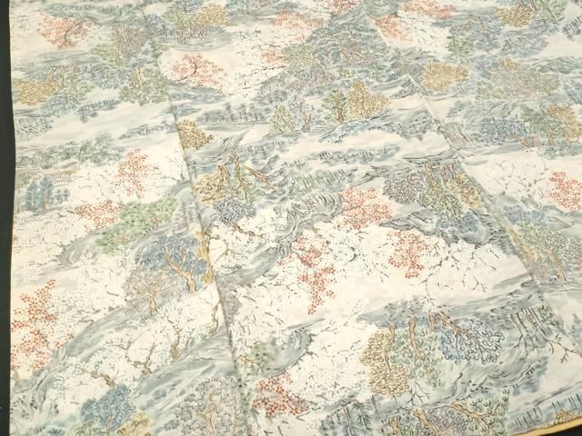 平和屋着物□上質な小紋 手描き 風景文 正絹 逸品 CAAU8387fb 平和屋着物