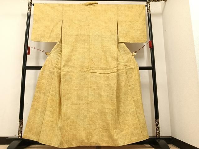 平和屋着物○本場結城紬 重要無形文化財 100亀甲 横段文 逸品