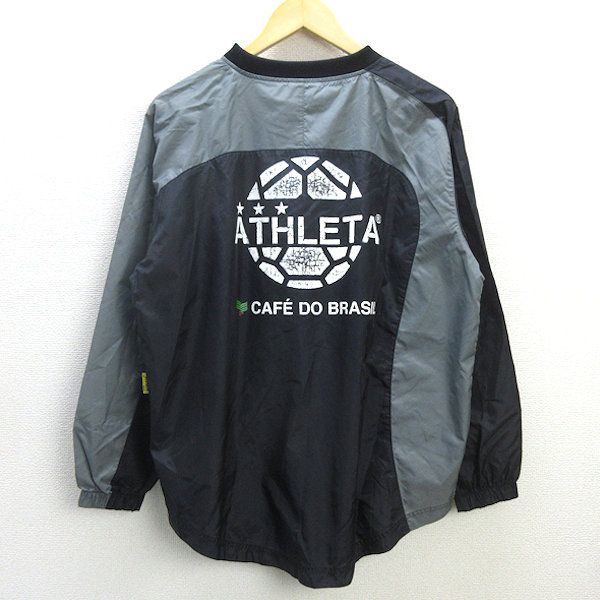 H■アスレタ/ATHLETA ロゴプリント ピステジャケット トレーニングウェア【M】黒/MENS■45【中古】