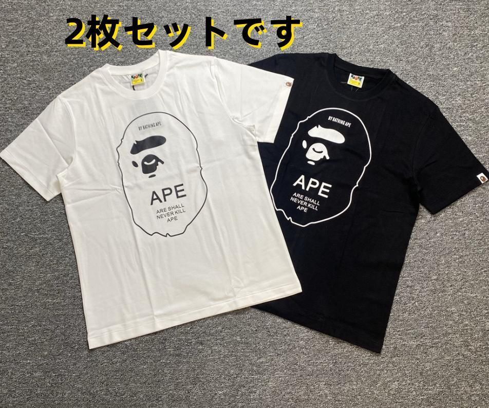 新品 A BATHING APE アベイシングエイプ Tシャツ 男女兼用 黑+白 2枚