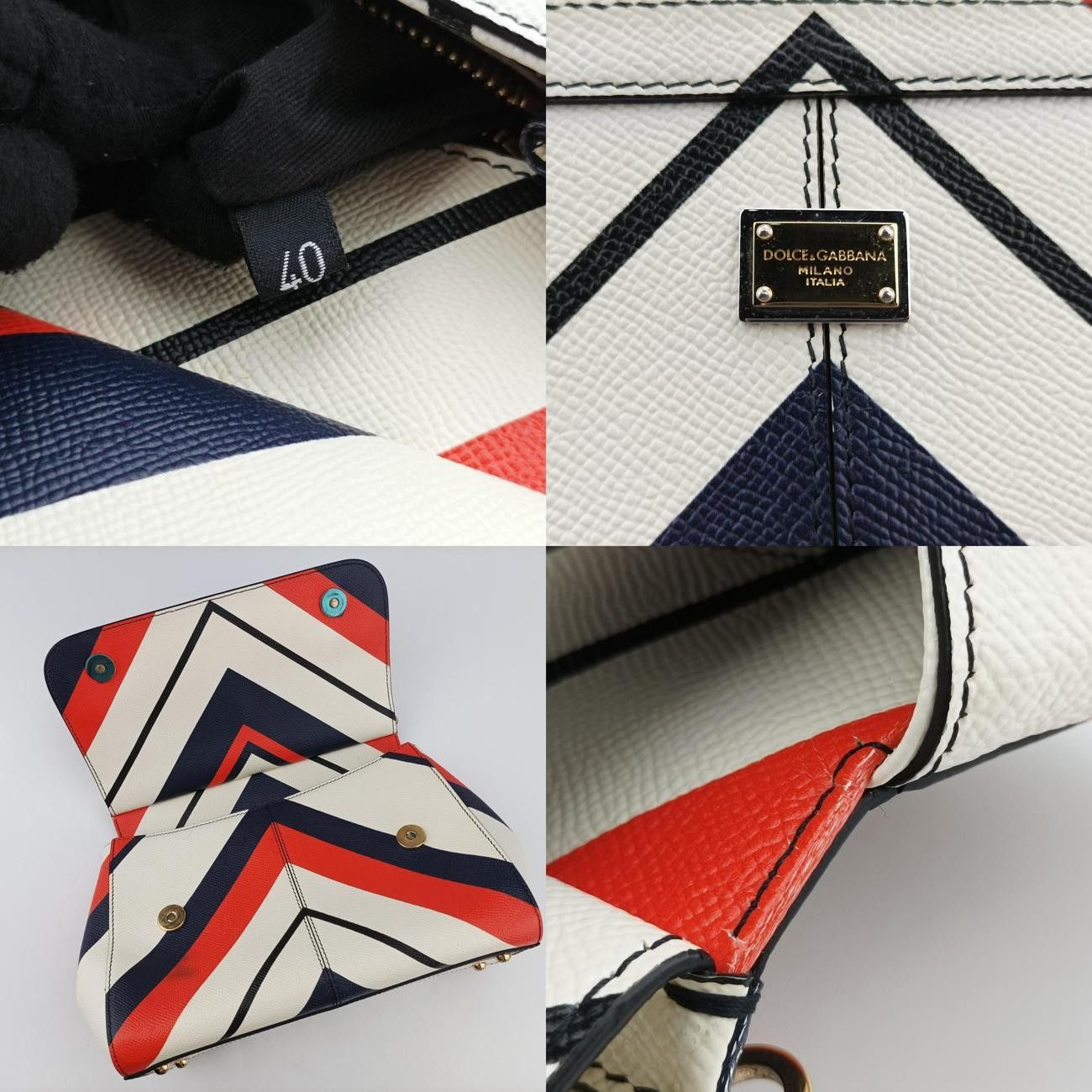 Gabbanaシシリーレッド×ネイビー×アイボリーレザー40