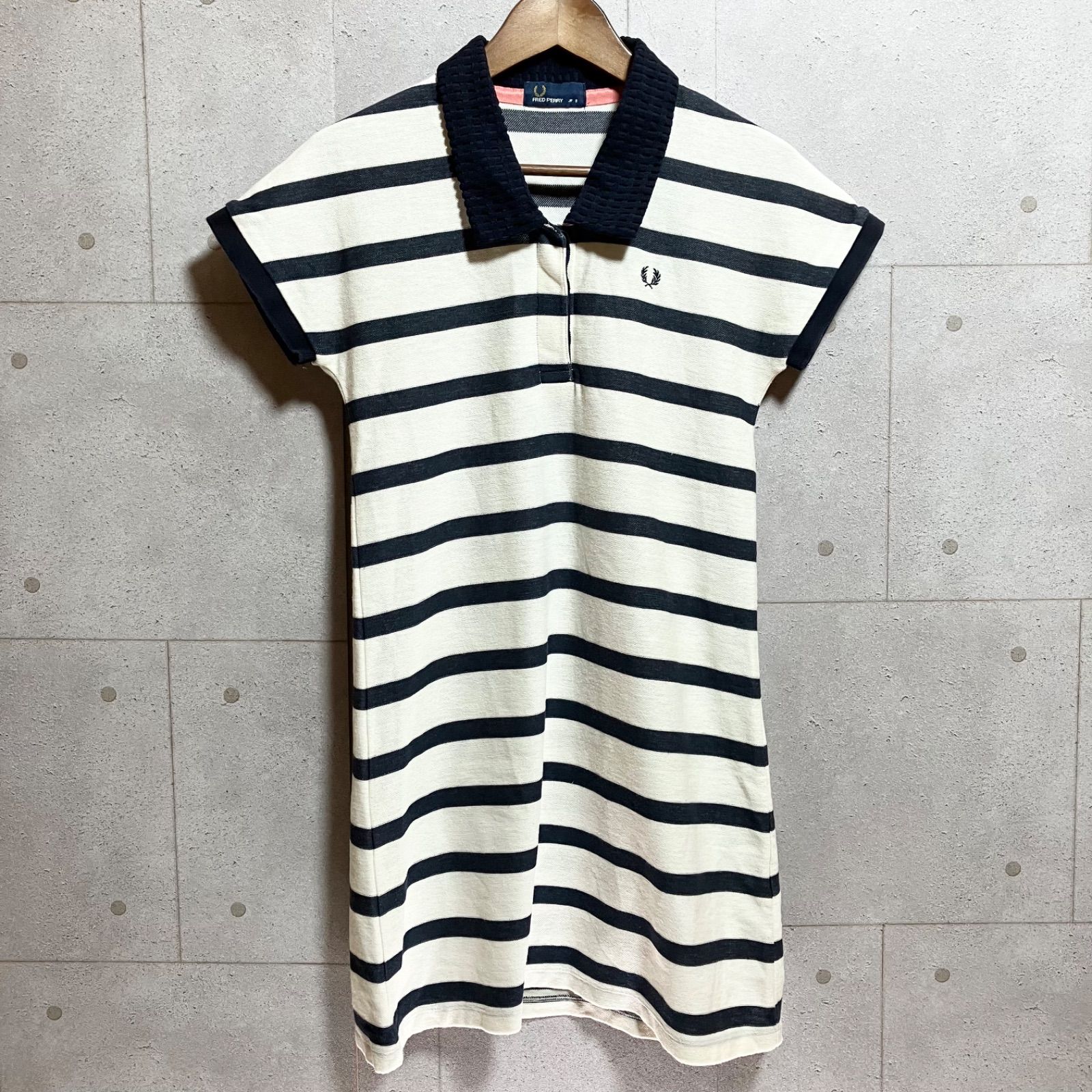 FRED PERRY フレッドペリー ボーダー ポロ ワンピース 半袖 ひざ