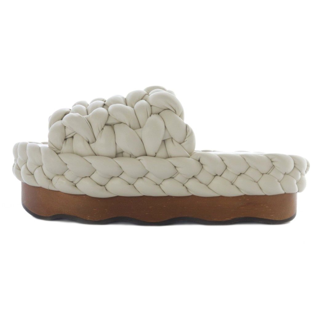 クロエ CHLOE WAVY SLIDES サンダル ミュール レザー 36 ベージュ