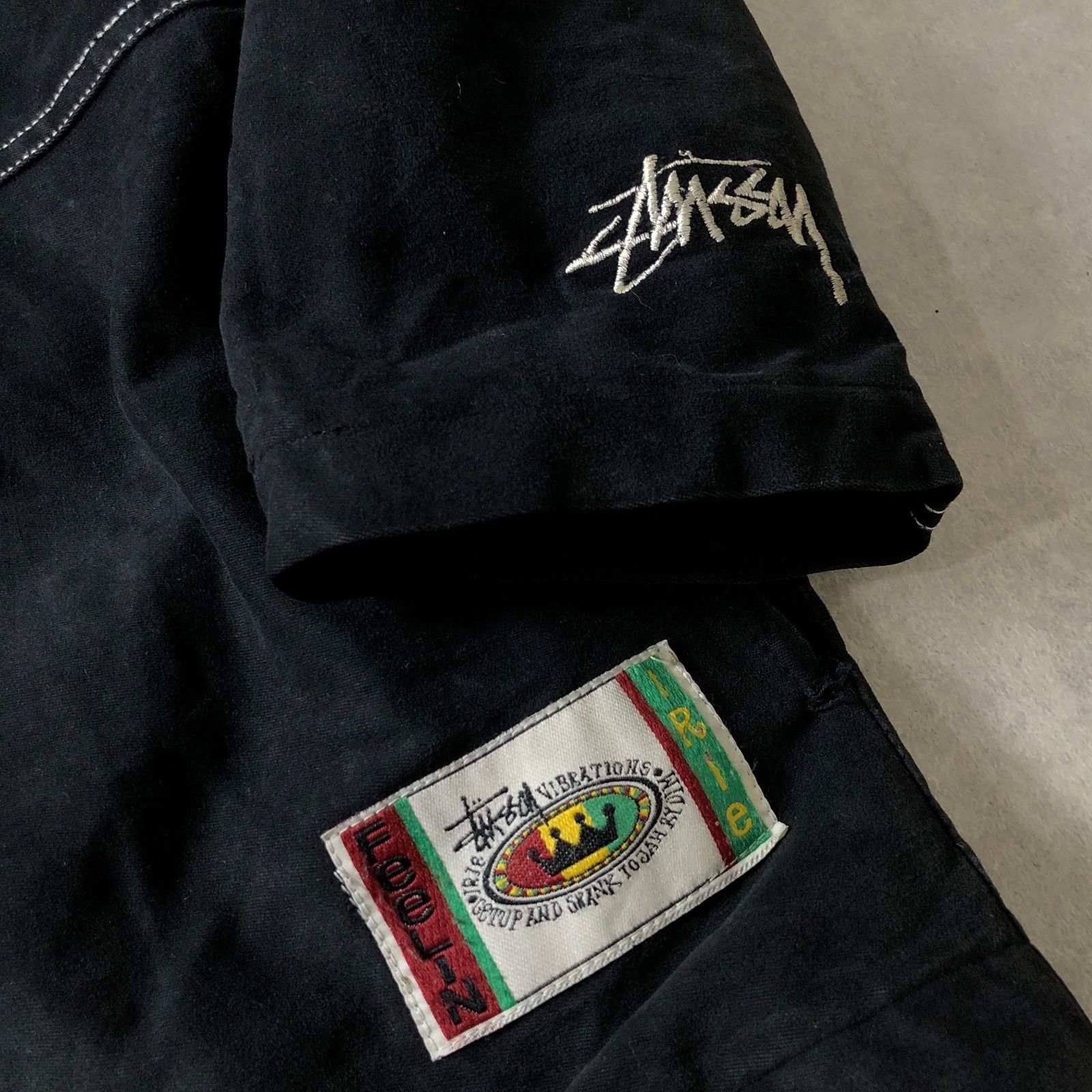 STUSSY ステューシー ジャケット ブルゾン 切替 ロゴ BOOTLEG STUSSY 90's vintage ラスタカラー ストックロゴ刺繍