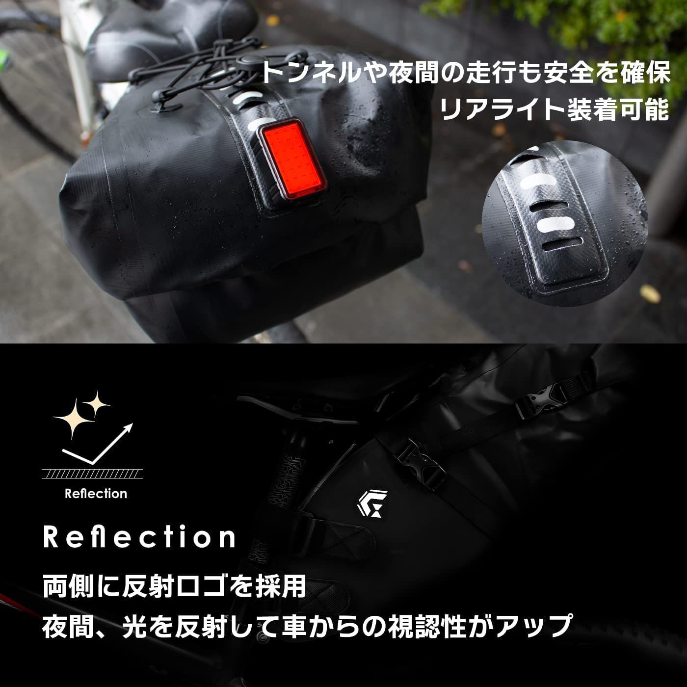 GORIX ゴリックス 防水 撥水 サドルバッグ 大容量 一体型タイプ 簡単着脱式 リアバッグ ロードバイク マウンテンバイク 他対応 BRIGHTFACE_UK