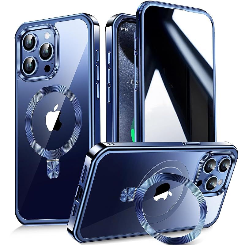 多機能隠しスタンド・Magsafe対応+360°覗き見防止】WTAIYUN iPhone 15 Pro