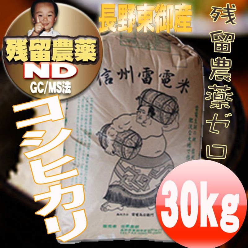 令和6年産 長野県産 コシヒカリ 玄米 30kg 1等 精米無料 残留農薬 令和6年産 長野県産 コシヒカリ 玄米 30kg 1等 精米無料 残留農薬