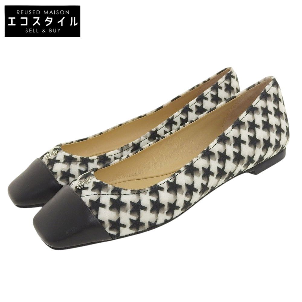 JIMMY CHOO ジミーチュウ JCロゴ ハンドトゥース パンプス レディース ブラック×ホワイト 36 36