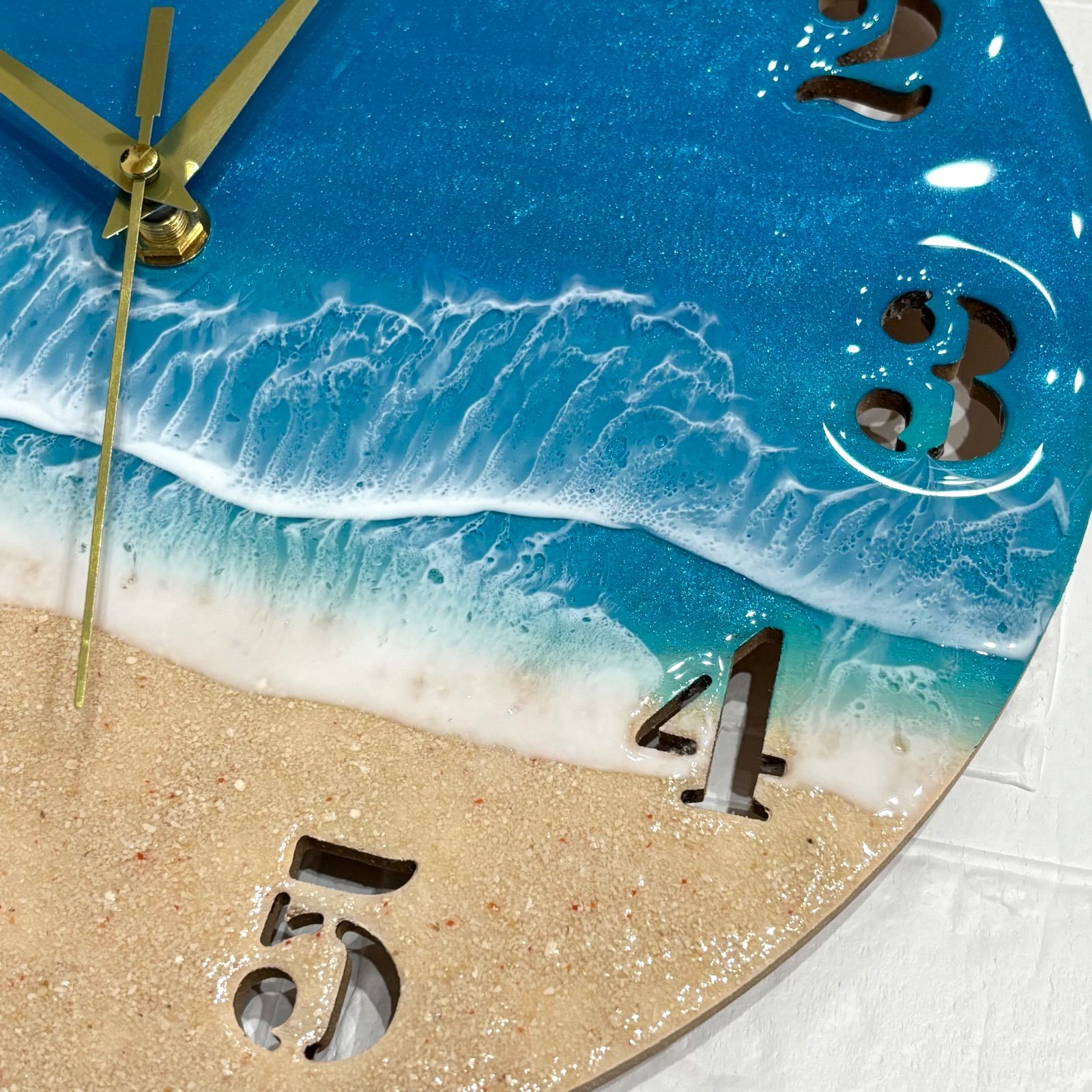 海レジンアート時計37 時間を海と〜海を日常に（ホワイトオーシャン）