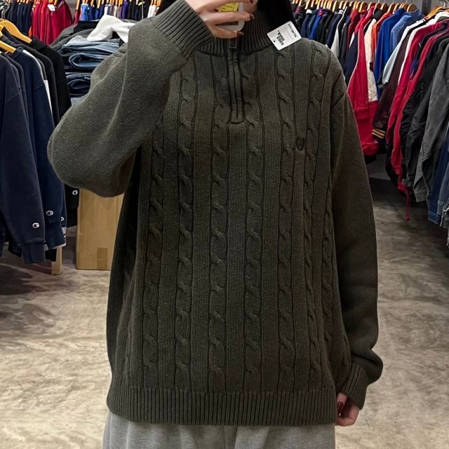 【CHAPS / チャップス】ハーフジップニット