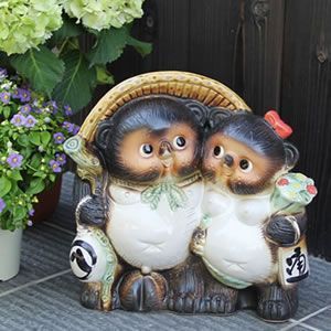 信楽焼 10号夫婦狸 信楽焼たぬき 起物のタヌキ 陶器タヌキ たぬき置物 やきもの しがらきやき 焼き物 狸 タヌキ 信楽 狸 アベックタヌキ ta-0012
