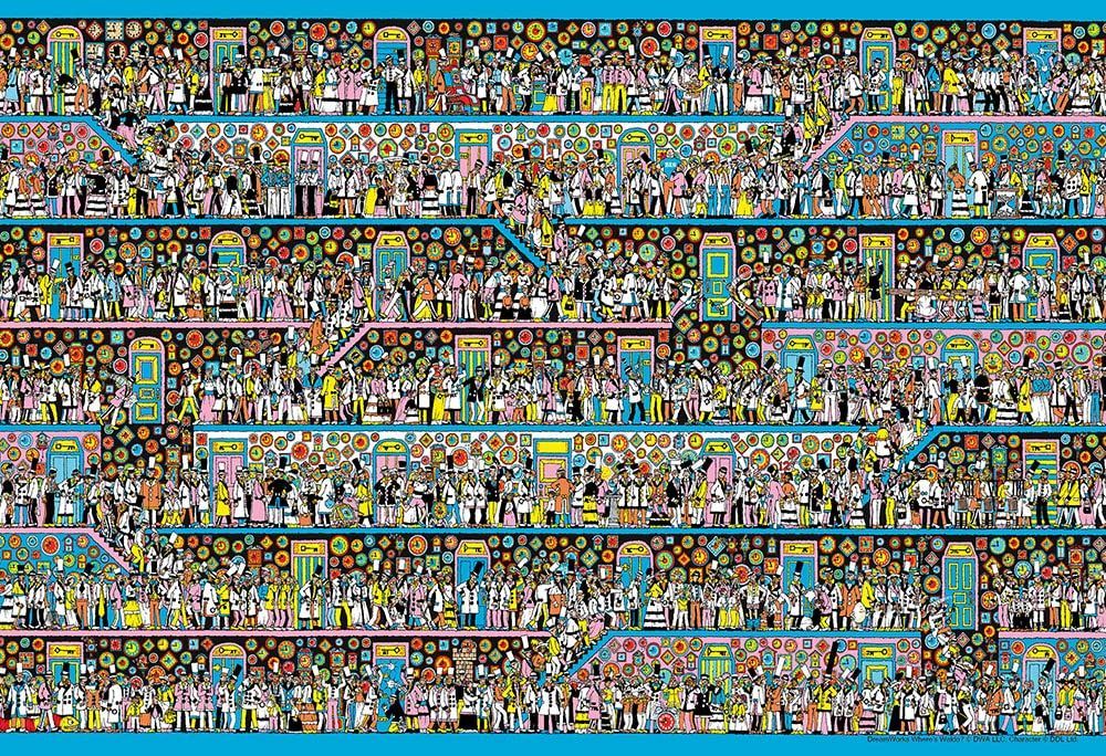 【在庫処分】とけいだらけの Where'sWally ときのろうか(26×38) 1000マイクロピースジグソーパズル ビバリー M81-734 【日本製】