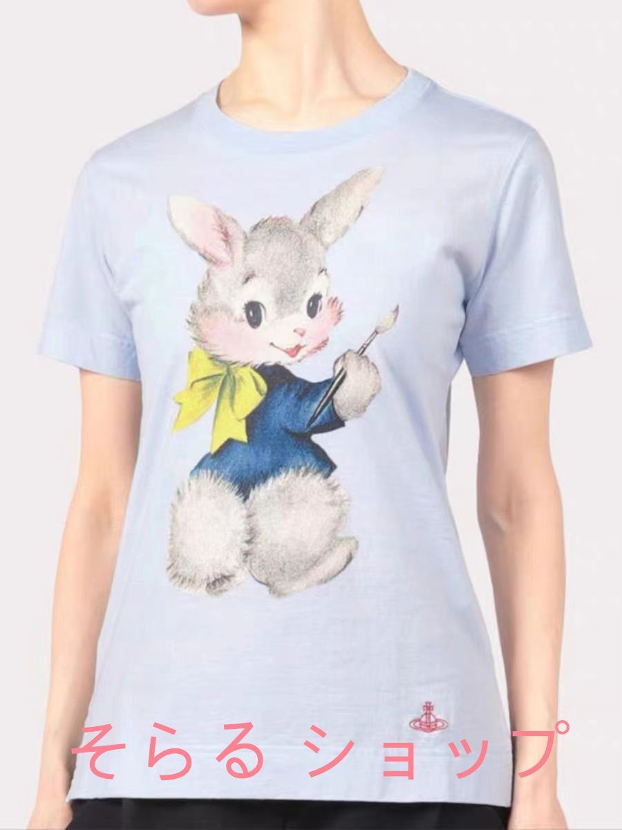 2024SS VivienneWestwood PAINTING BUNNYプリーツエレファントTシャツ   ライトブルー