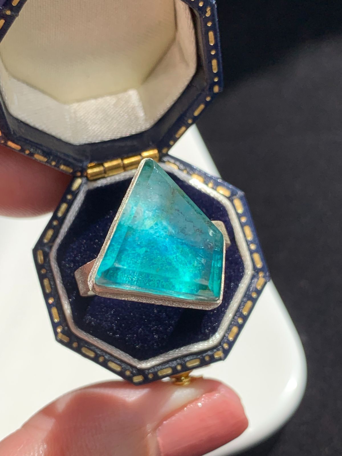 珪孔雀石（クリソコラ）×クリスタルクォーツ ダブレットストーンリング 18 珪孔雀石（クリソコラ）×クリスタルクォーツ ダブレットストーンリング