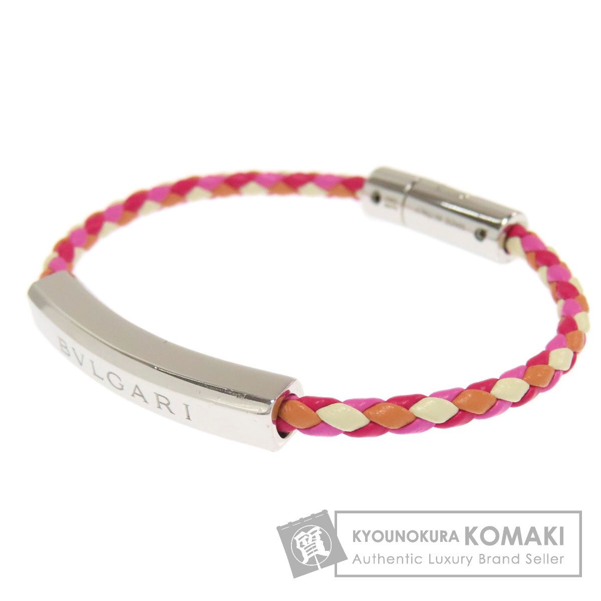 BVLGARI ブルガリ シグネチャー ブレスレット SV レザー レディース