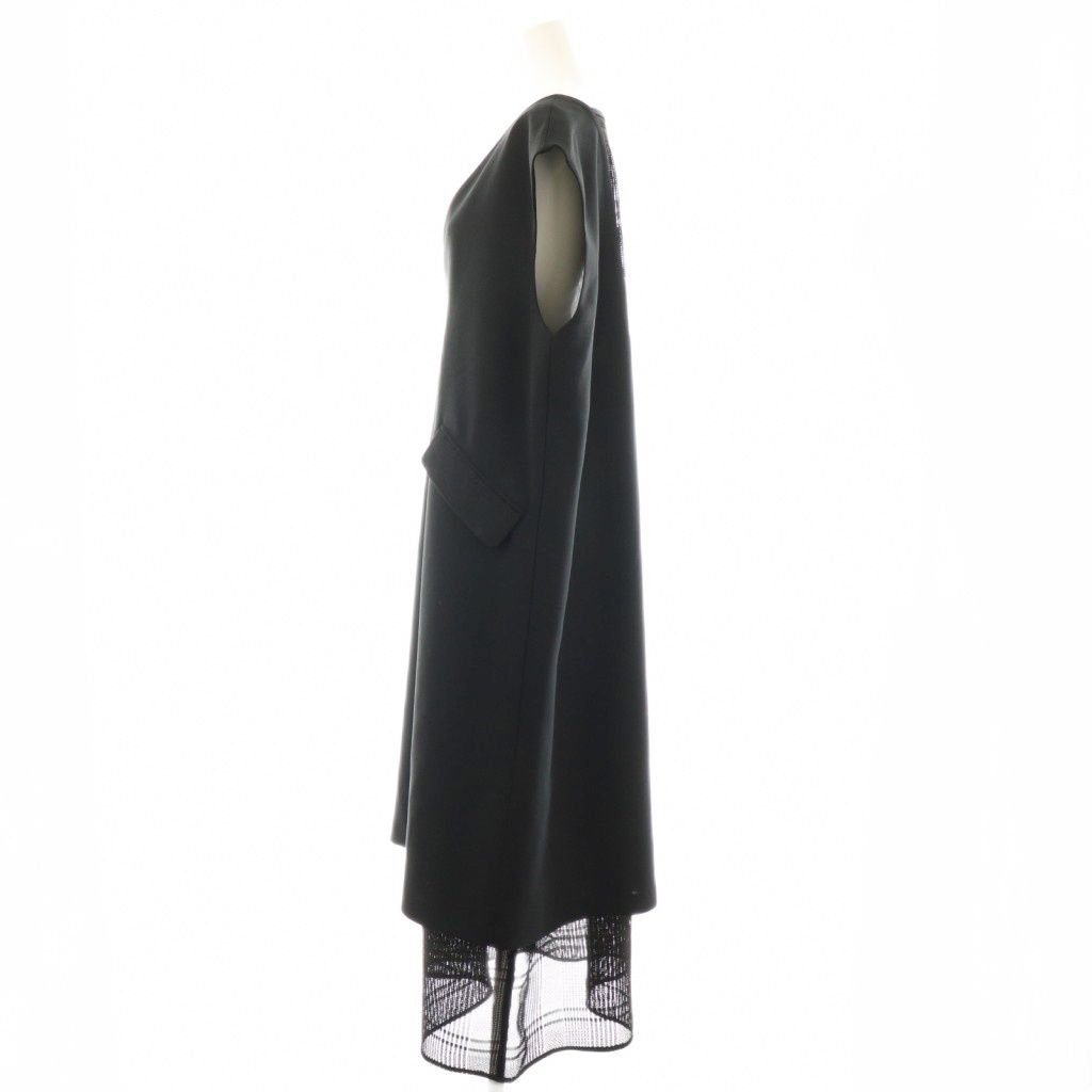 【中古】アドーア ADORE 25SS レノクロスチェックワンピース ノースリーブ Vネック 38 ブラック /ES レディース アドーア ADORE 25SS レノクロスチェックワンピース ノースリーブ V