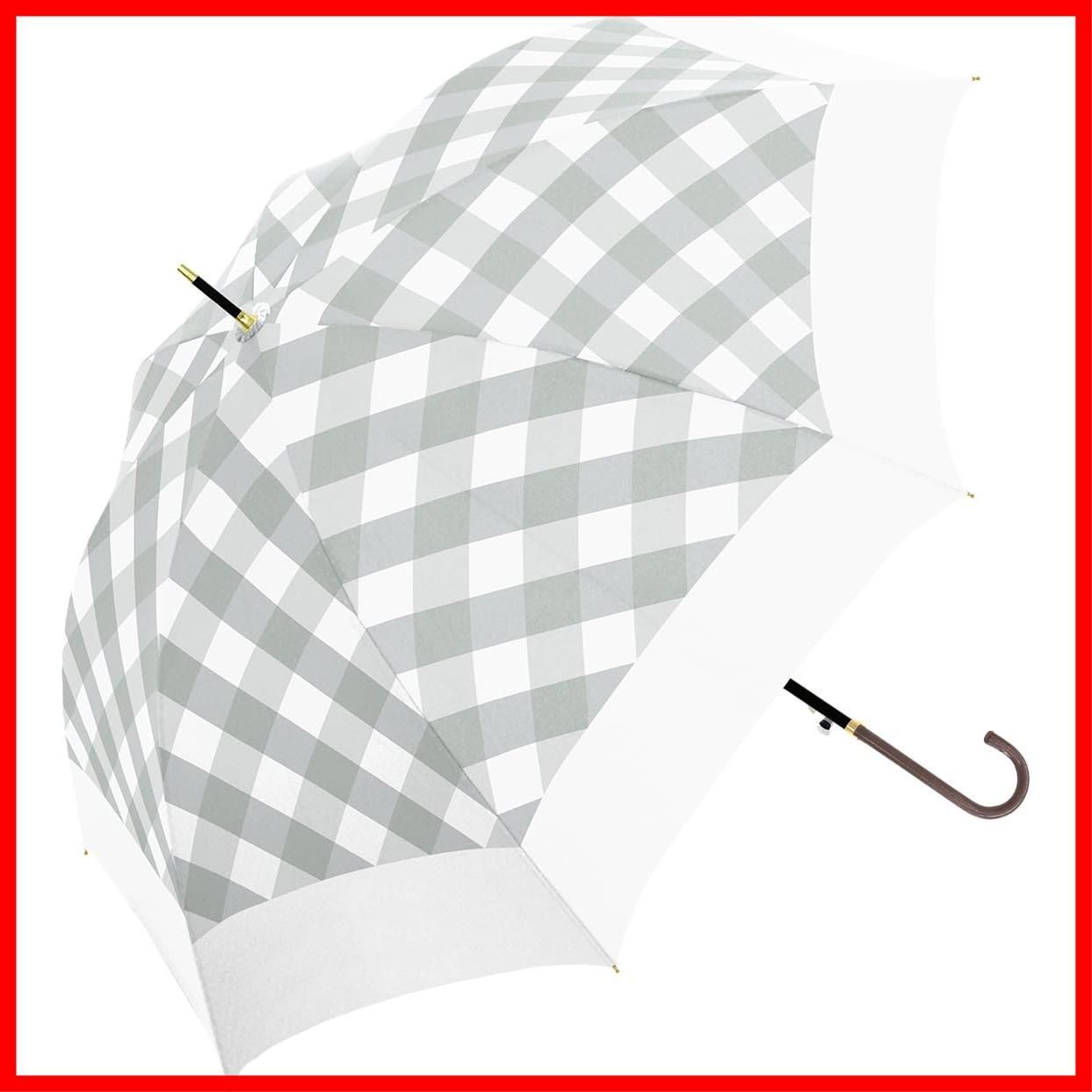 Natural Basic 中谷 婦人長傘 チェックバイ ミントグレー 714-055 ジャンプ 親骨サイズ 60 cm