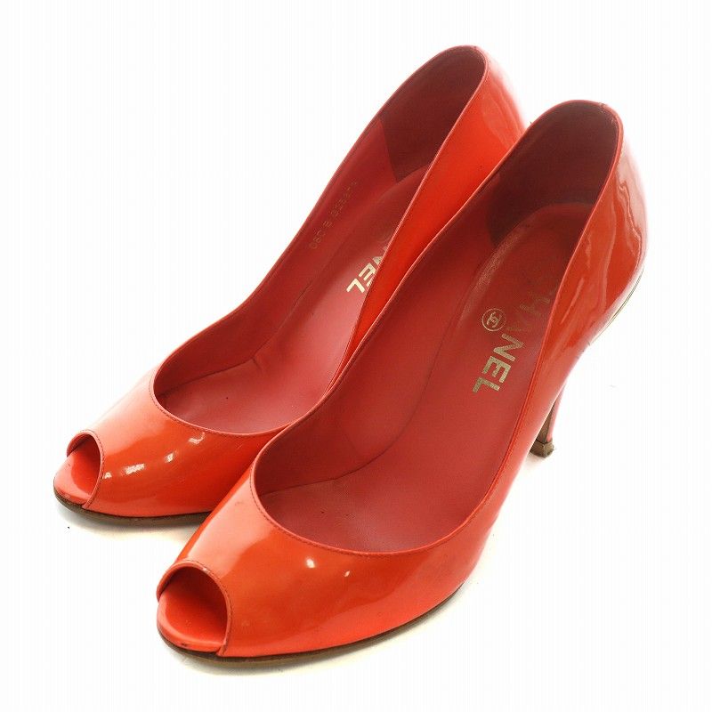YXH　シャネル　エナメル　オープントウパンプス　37 1/2 YXH シャネル エナメル オープントウパンプス 37 1/2 CHANEL