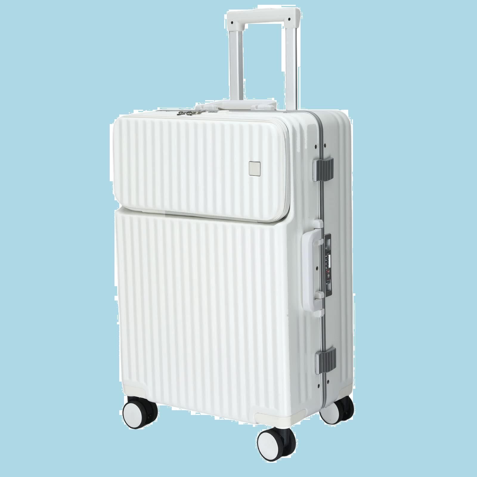 Ashard スーツケース 機内持ち込み アルミフレームキャリーケース ピュアPC材質 大容量 キャリーバッグ 超軽量 耐衝撃 静音 360度回転 フロントオープンパソコンケース TSAロック搭載 Mサイズ 4～7泊 65L 託送必要 ブルー