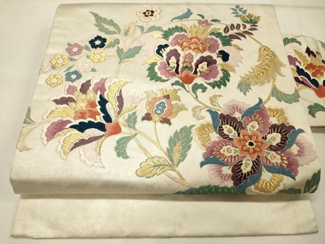 平和屋着物◎九寸名古屋帯 唐織 更紗花文 金銀糸 引箔 正絹 逸品 平和屋着物◎九寸名古屋帯 唐織 更紗花文 金銀糸 引箔 正絹 逸品