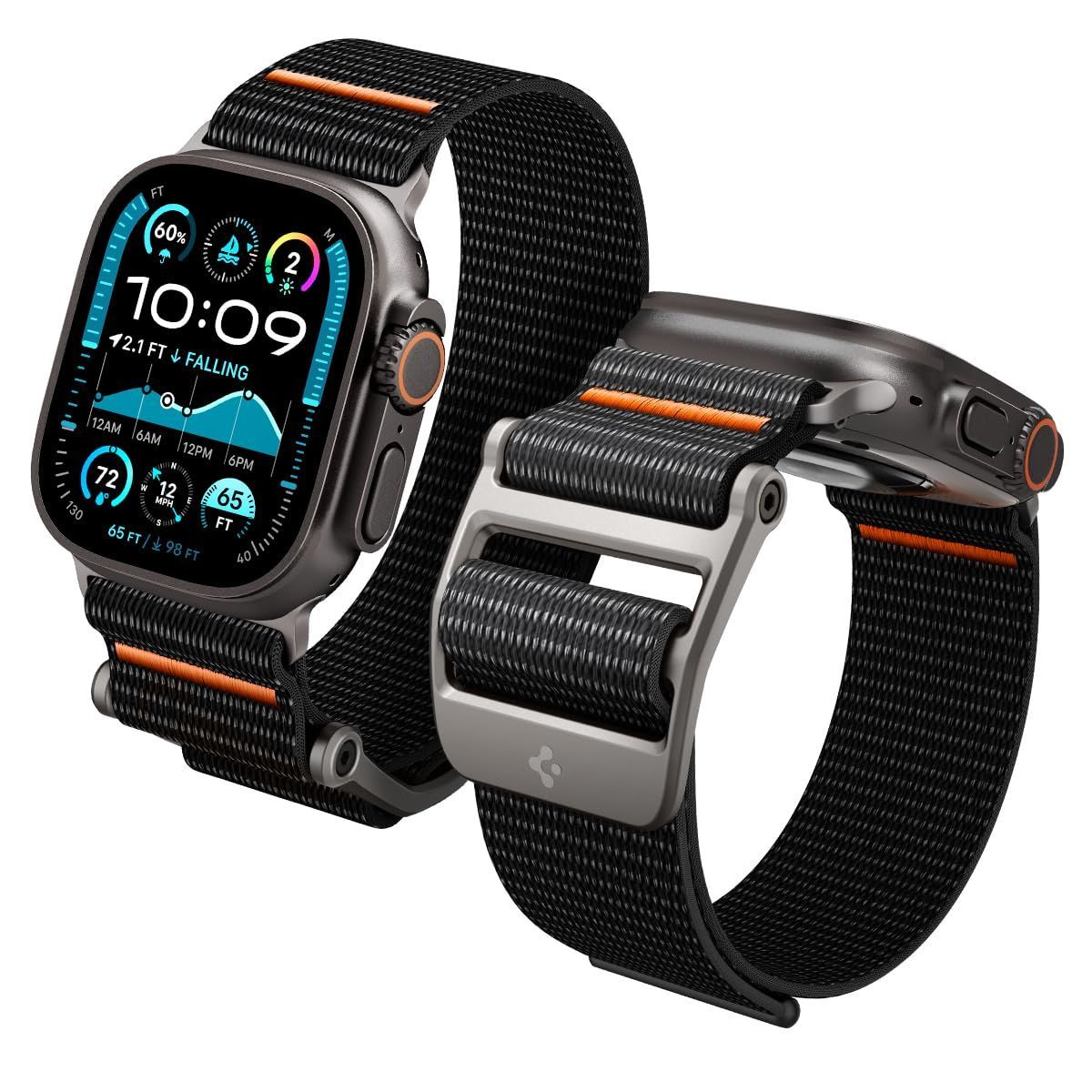 新品 Apple Watch Ultra 2/1 49mm / Apple Watch 10 46mm バンド ナイロン ファブリック 簡単装着 調節可能 ベルクロあり 軽量 耐久性 スポーツバンド Series 10 46mm Series 9/8/SE2/