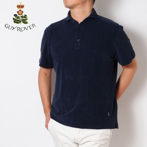 24SSモデル ギローバー GUY ROVER  カットアウェイ パイル 無地ポロシャツ【05 NAVY】 PC208 541501 05 NAVY/【2024SS】m-tops