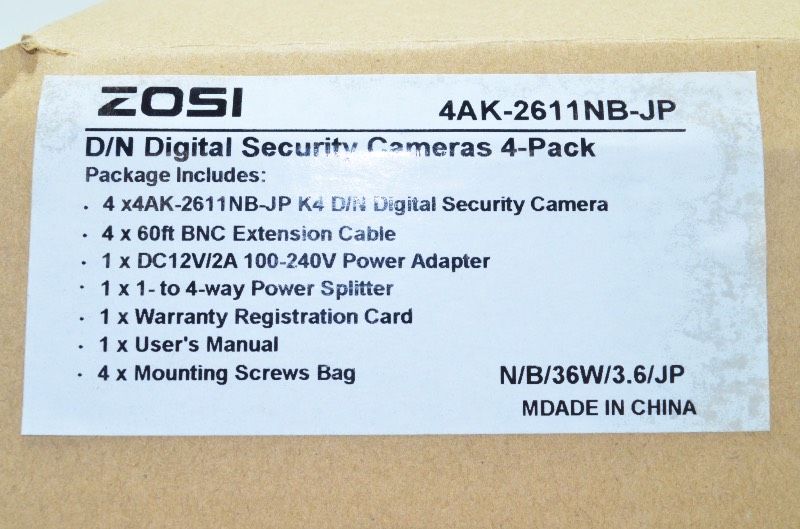 ZOSI ゾシ 4AK-2611NB-JP＋ZR08KN 10 防犯カメラセット 4台＋8CH DVR 720P H.264 ネットワークレコーダー付 監視システム SKLAD-KIRPICHA_RU