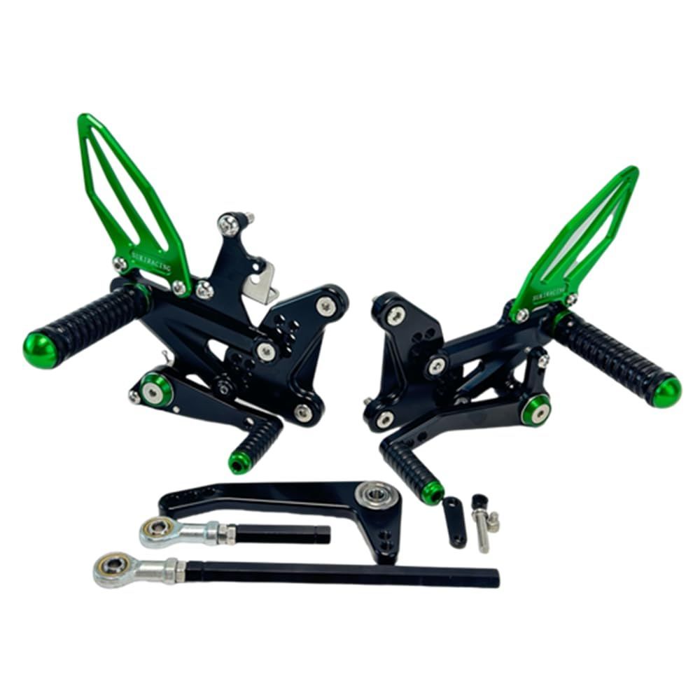 SUKIRACING ZX25R ZX4R ZX4RR 2020-2025バイク用バックステップ 調整式 CNCリアセット 適合車種 ZX-25R ZX-4R ZX-4RRフットペグ ペダル 2020-2025年式 グリーン