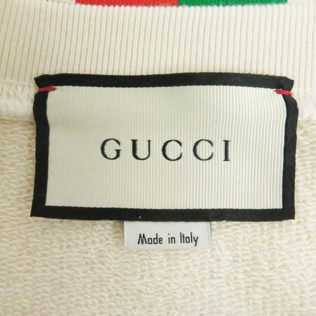 極美品□GUCCI/グッチ 635847 FAKE NOT/ウェブライン プリント コットン100％ 長袖 スウェット/トレーナー アイボリー M  イタリア製 正規品 - メルカリ