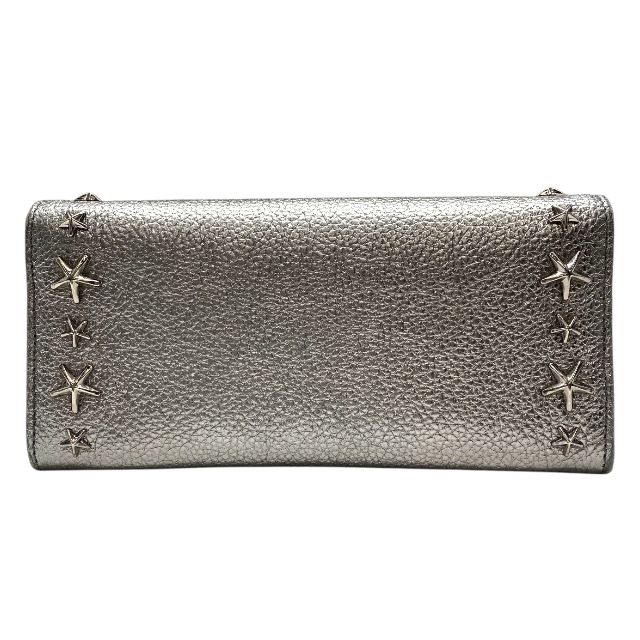 ジミーチュウ NINO 長財布 財布 ロングウォレット スタースタッズ 星 フラップ レザー メタリック シルバー メンズ レディース JIMMY CHOO
