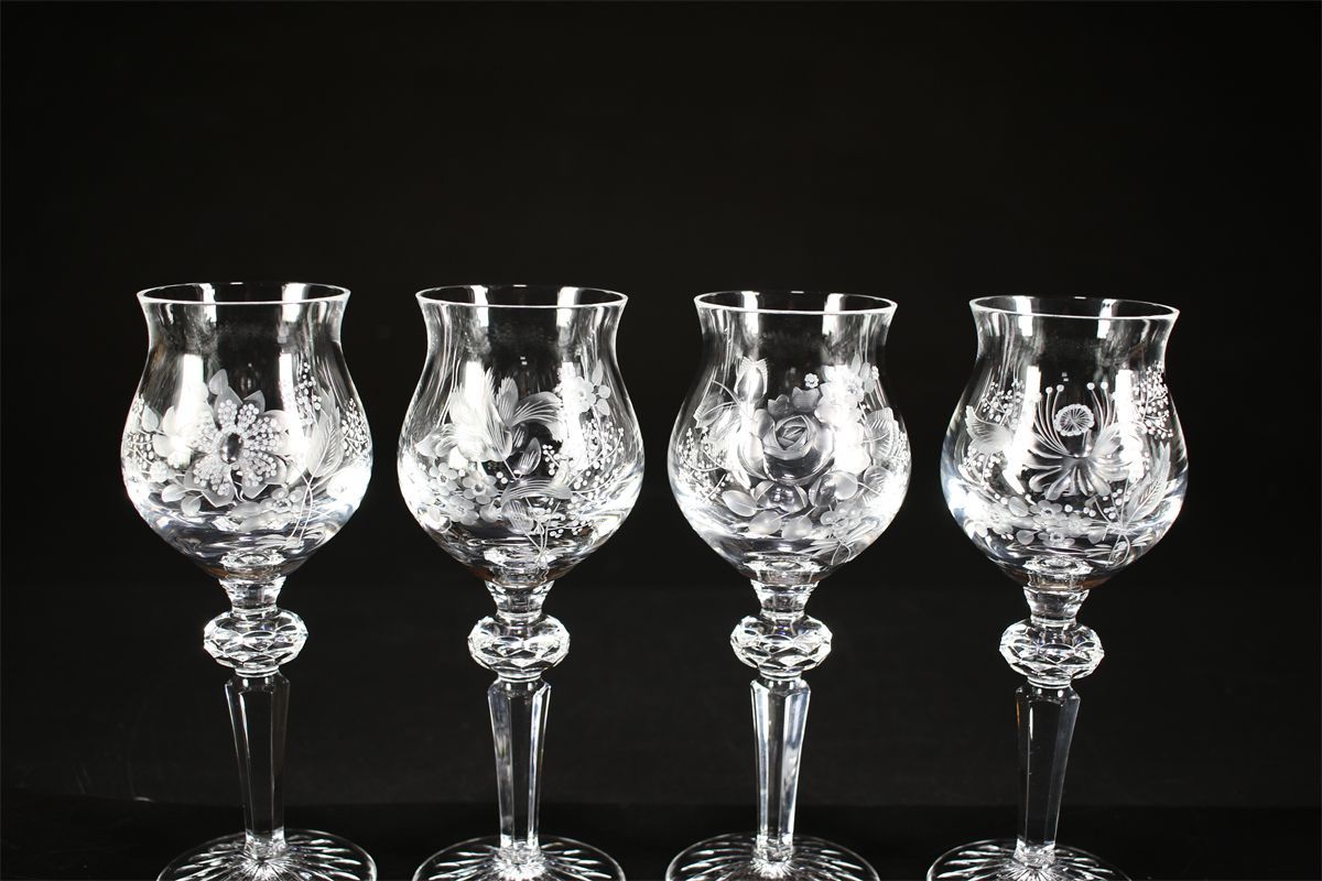 マイセン 花柄エッチングクリスタル グラス マイセンクリスタル グラス