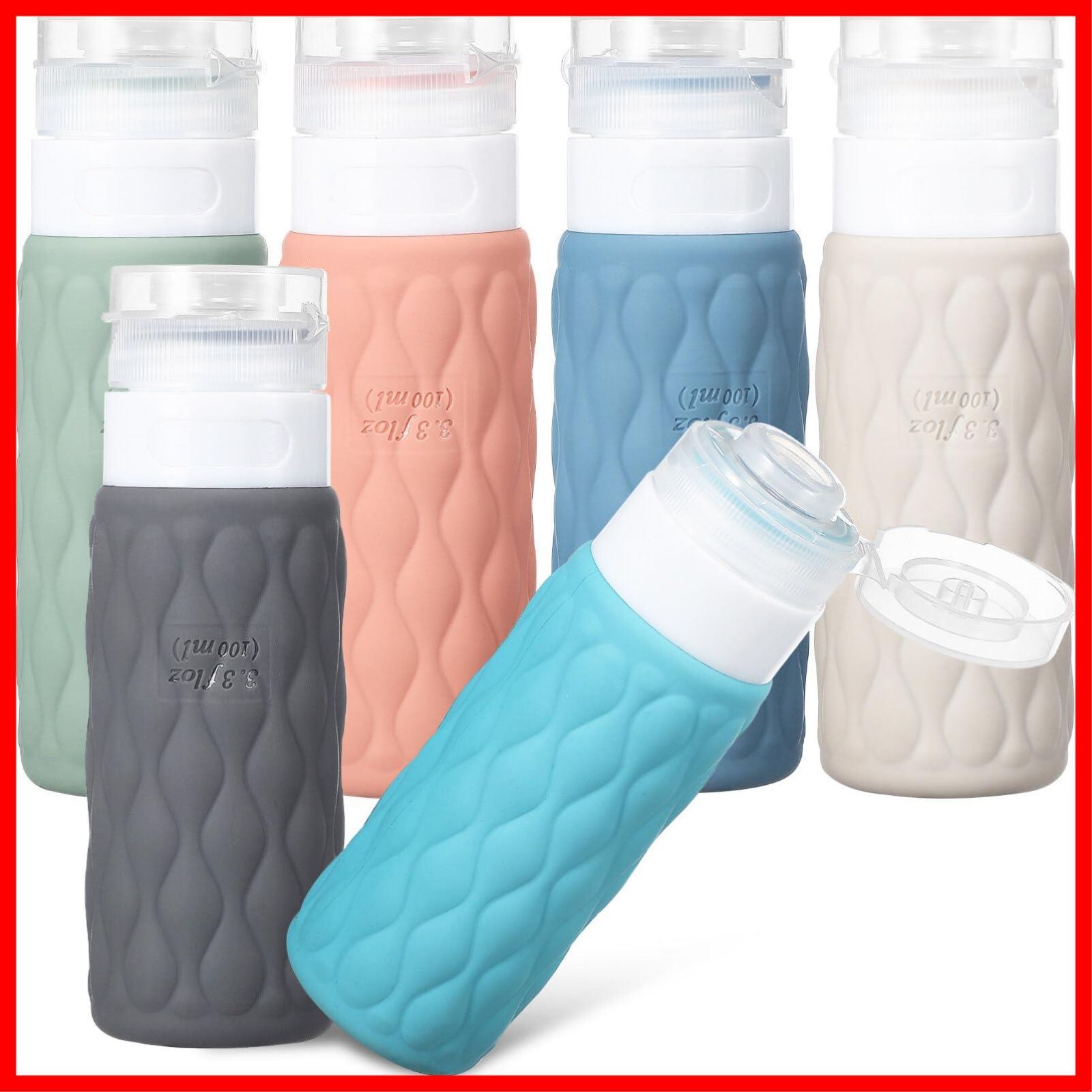 【在庫処分】旅行用 出張用 携帯便利 100ml 6個セット 飛行機可 【液漏れを防ぐ特殊構造】六色 詰め替え容器 詰め替えボトル 海外旅行 トラベルセット 旅行用シャンプーボトル 携帯 おしゃれ